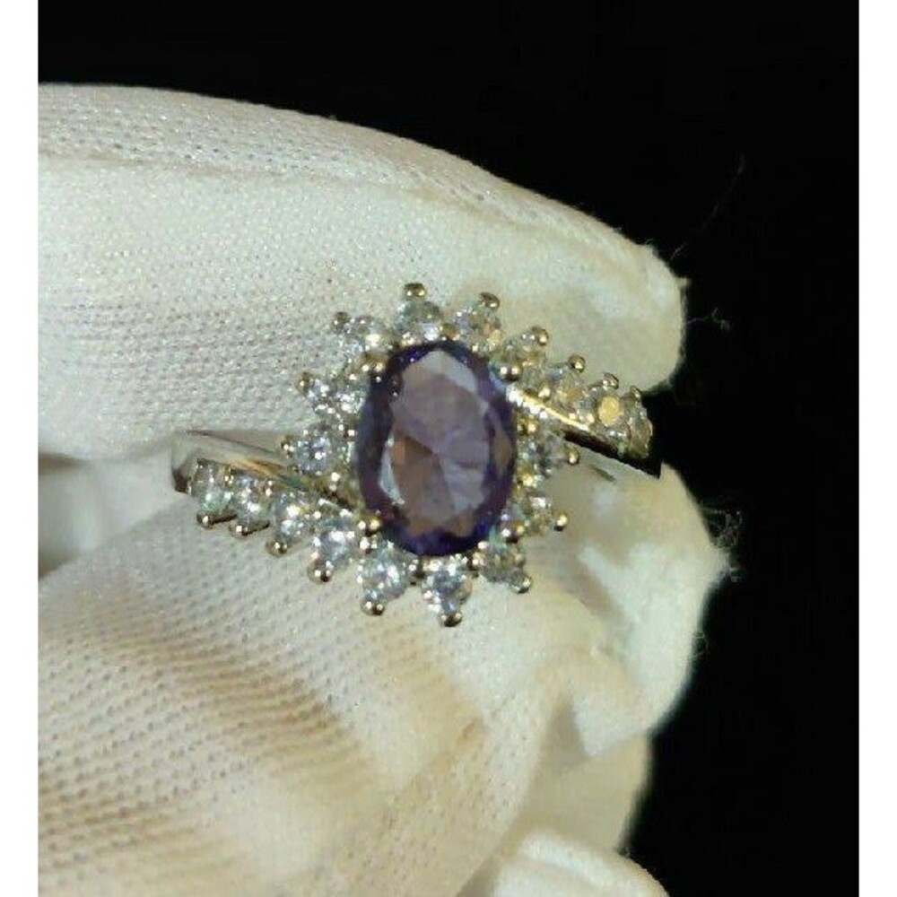 Sterling Silver Purple Rhinestone Ring